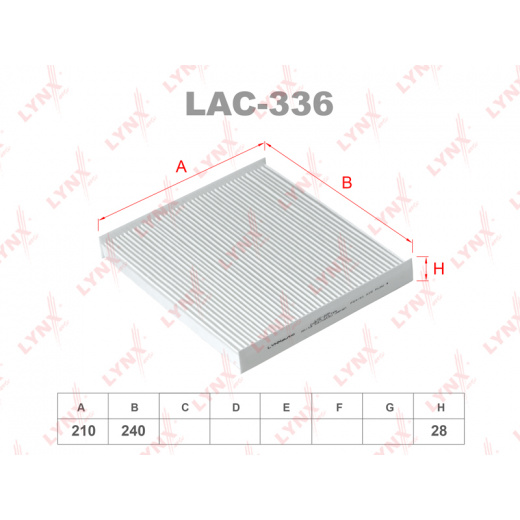 Большое фото товара - LAC-336 Фильтр салона LYNXauto, НФ-00000364. Вариант №2
