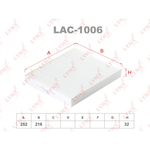 Большое фото товара - LAC-1006 Фильтр cалона LYNXauto, НФ-00000366. Вариант №2