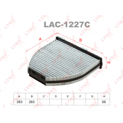 Большое фото товара - LAC-1227C Фильтр салонный угольный LYNXauto, НФ-00000423. Вариант №2