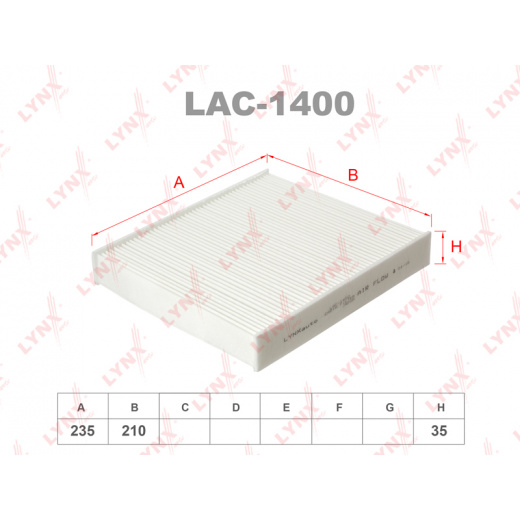 Большое фото товара - LAC-1400 Фильтр салона LYNXauto, НФ-00000424. Вариант №2