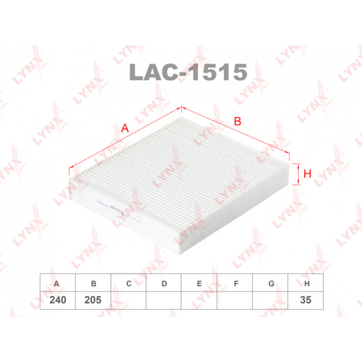 Большое фото товара - LAC-1515 Фильтр салона LYNXauto, НФ-00000432. Вариант №2
