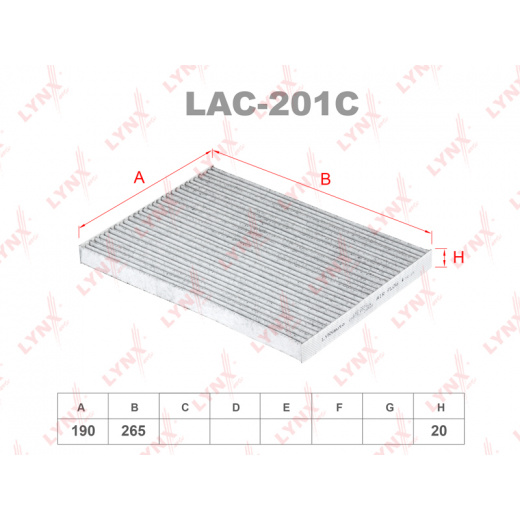 Большое фото товара - LAC-201C Фильтр салона угольный LYNXauto, НФ-00000446. Вариант №2